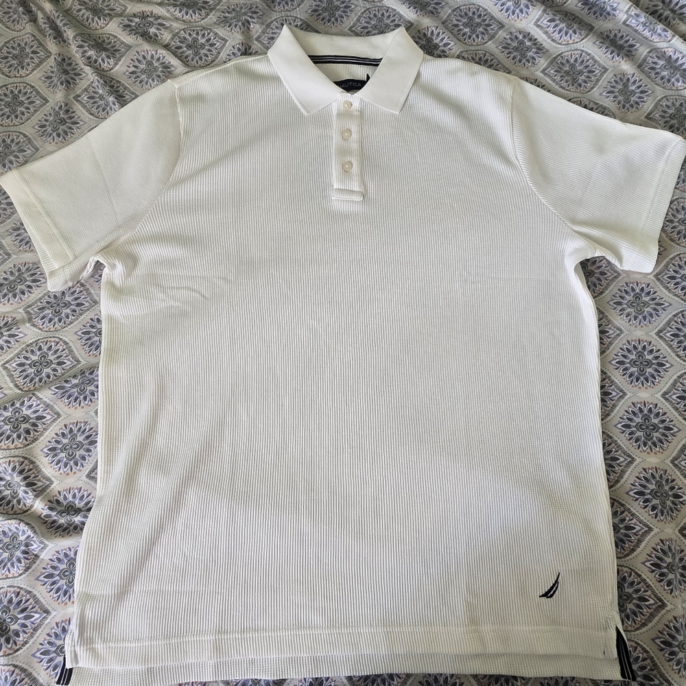 Nautica Ivory Polo Shirt with Button Detail